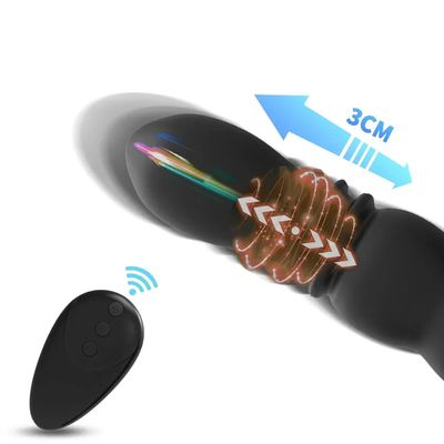 Male Thrusting Prostate Massager Perineum Stimualtor with Penis Ring Delay Ejaculation Anal Butt Plug Sex Toys Silicone Vibrator_img_1
