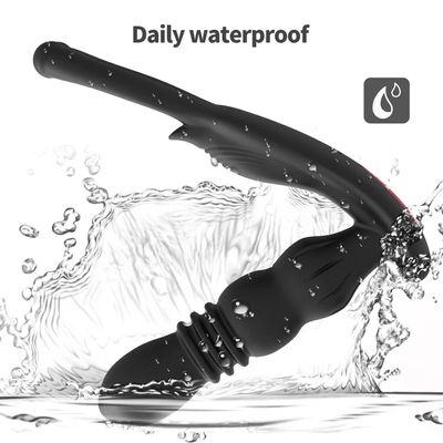 Male Thrusting Prostate Massager Perineum Stimualtor with Penis Ring Delay Ejaculation Anal Butt Plug Sex Toys Silicone Vibrator_img_3