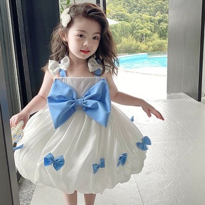 Kids Girl Summer Blue Bow Skirt Princess Dress (6 months to 7 years)_img_1
