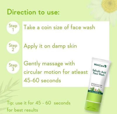 WishCare 2% Salicylic Acid with AHA, GreenTea, & TeaTree For Oliy Skin & Acne- Face Wash - 100 ml_img_4