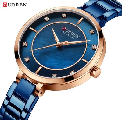 Curren 9051 Ladies Chain Watch- Blue Dial- Rose Golden Bezel- Blue Chain- TF Code CR416CF_img_1
