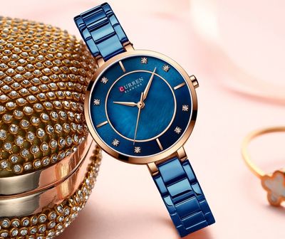 Curren 9051 Ladies Chain Watch- Blue Dial- Rose Golden Bezel- Blue Chain- TF Code CR416CF_img_3