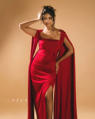 Berry Cape Sleeves Party Dress_img_1