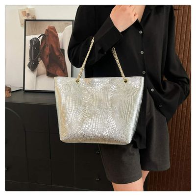 Crocodile Ambushed PU Leather Tote Bag 👜👜_img_2