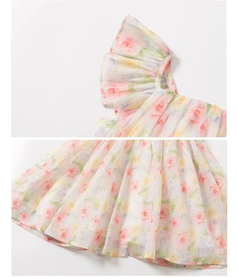 Kids Girls Big Bow Chiffon Floral Princess Dress (2 to 7 years)_img_4