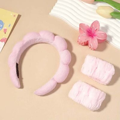 Fabric Elegant Minimalist Hair Accessory Set - 4pcs_img_0