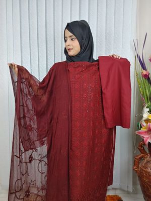 "Ruby Elegance" – Premium Pakistani Four-Piece Collection
