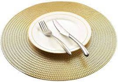 6 Pcs Round Table Placemat Mat- Gold_img_2