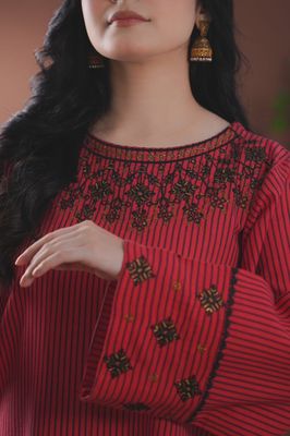 আপনার স্টাইলকে দিন নতুন মাত্রা – Farshi Shalwar Two Piece Red_img_2