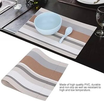 6 Pcs Placemat  PVC Dining Table Mat Plate Pads-12X18 inch_img_4