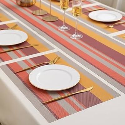 6 Pcs Placemat  PVC Dining Table Mat Plate Pads-12X18 inch_img_3