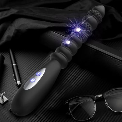 Flexible Electric Shock Pulse Vibrating Anal Bead String Vibrator, Prostate Massager Gay Anal Plug Butt Plug, Sex Toys for Men_img_3