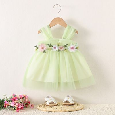 Imported 🌸 Girls' Summer Floral Suspender Princess Dress – Korean Gauze Skirt_img_0