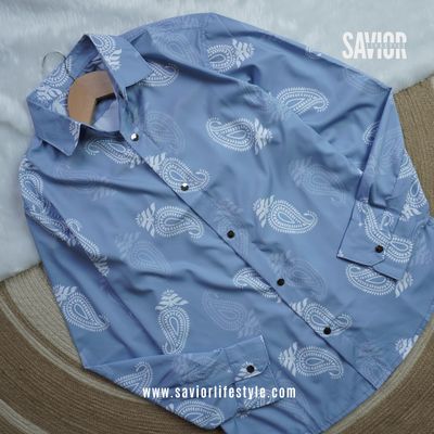 Sky Paisley - Full Sleeve Party Wear Print Shirt_img_4