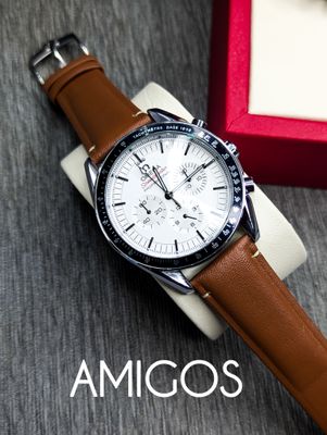 Omega Speedmaster Moonwatch Professional White Dial Brown belt_img_0