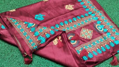 বোধুয়া বেনারশি প্রিন্ট শাড়ি মেরুন কালার_img_3