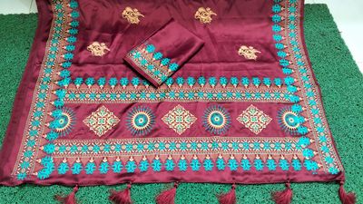বোধুয়া বেনারশি প্রিন্ট শাড়ি মেরুন কালার_img_4