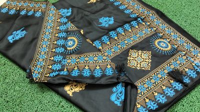 বোধুয়া বেনারশি প্রিন্ট শাড়ি কালো কালার_img_1