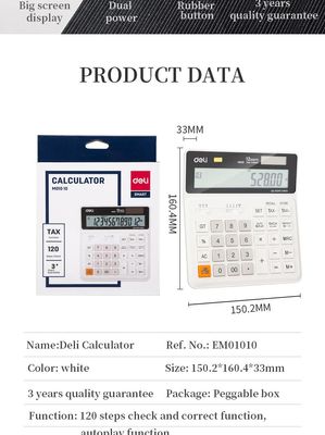 Deli Calculator M01010 12 digit Dual Power Color White Pack of 1 pcs_img_2