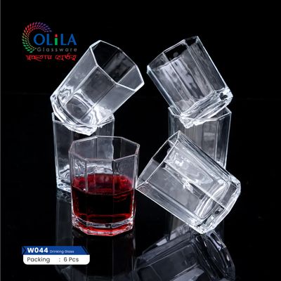 কর্নার ডিজাইন কাচের শরবত গ্লাস-৬ পিছ 190ML #44_img_1