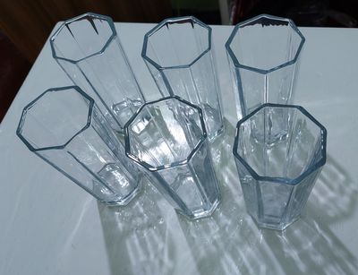 ৮ কর্নার ডিজাইন কাচের পানির গ্লাস নীলাব -310ML #35_img_2