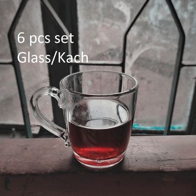 মগ ডিজাইন কাচের চায়ের কাপ সেট -৬ পিছ 200ML #116_img_0