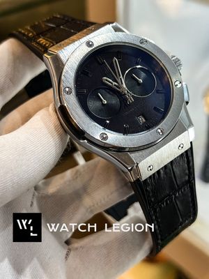 HUBLOT CLASSIC FUSION SILVER CASE BLACK BELT BLACK DIAL LEATHER TEXTURE_img_0