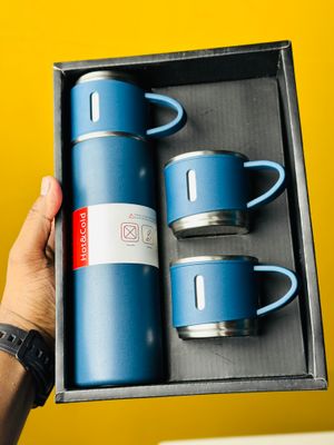 Premium Stainless Steel 1 Bottle & 3 Mug Set | 500ml ._img_0