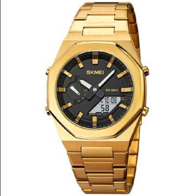 SKMEI Dual-Display Electronic Watch With Luminous Waterproof Steel Strap Fashion Business Wristwatches For Men 1816_img_0