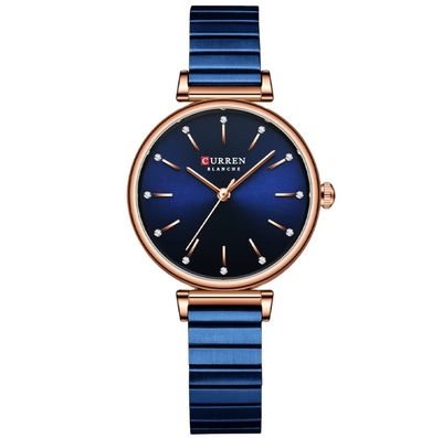 Curren 9081 Ladies Chain Watch- Blue Dial- Rose Golden Bezel- Blue Chain- TF Code CR356CF_img_0