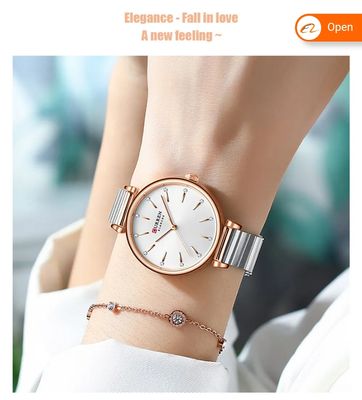 Curren 9081 Ladies Chain Watch- Silver Dial- Rose Golden Bezel- Silver Chain- TF Code CR822CF_img_2