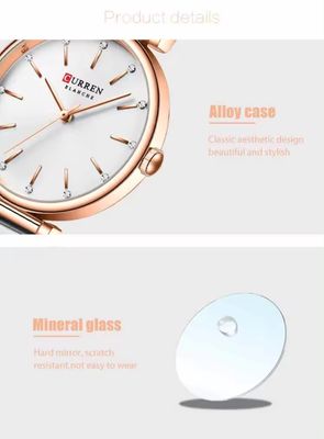 Curren 9081 Ladies Chain Watch- Silver Dial- Rose Golden Bezel- Silver Chain- TF Code CR822CF_img_5