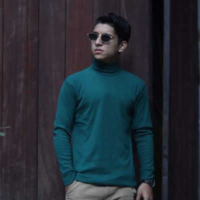 Turtle Neck T-shirt X Bottle Green_img_0