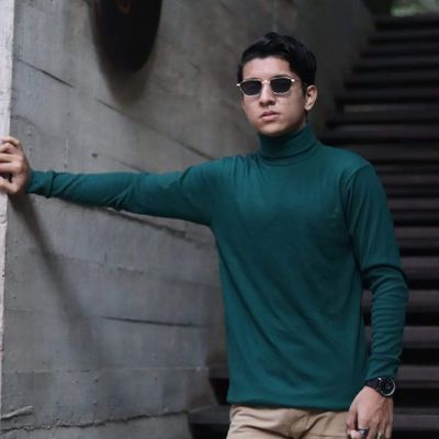 Turtle Neck T-shirt X Bottle Green_img_1