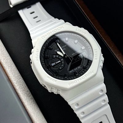 GSHOCK GA 2100 RUBBER BELT FULL WHITE BLACK DIAL_img_0