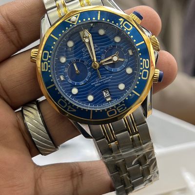 OMEGA SEAMASTER CH SILVER DIAL BLU GOLD SEMI AAA REAL LOCK_img_0