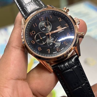 TAG BELT LIFE SIDE 3 CHRONO BLK BELT BLK DIAL RG CASE