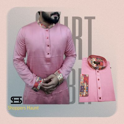 Premium Beby pink contrast panjabi for men (Trendy golapi beauty)_img_6