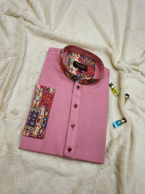Premium Beby pink contrast panjabi for men (Trendy golapi beauty)_img_4