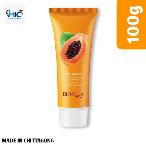 BIOAQUA skin care product papaya moisturizing shrink pore face wash foam facial cleanser for women and girl 100g