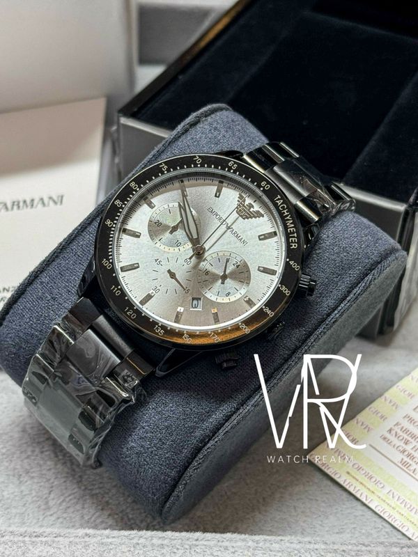 ARMANI BLACK CHAIN WHITE DIAL
