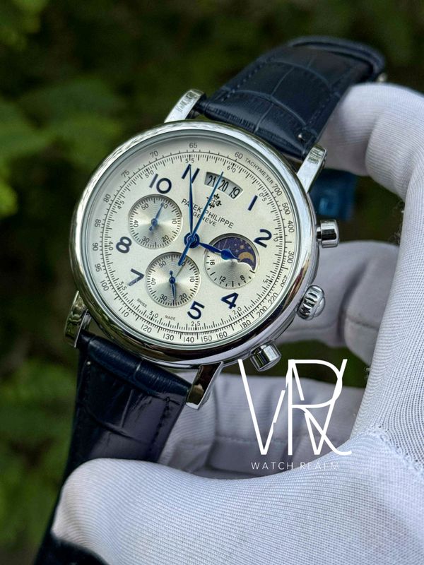 PATEK PHILIPPE MOONPHASE BLUE BELT WHITE DIAL