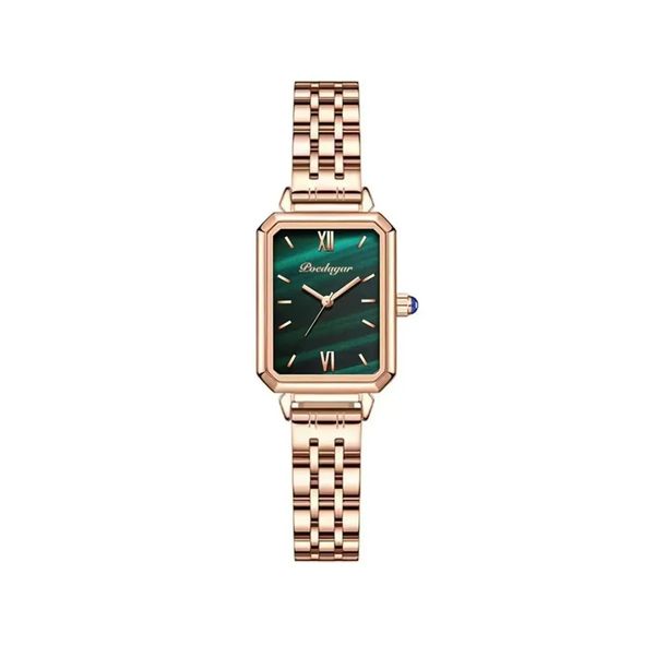 Poedagar 622 Ladies Chain Watch - Green Dial- Rose Golden Bezel- Rose Golden Chain- TF Code PD701CF