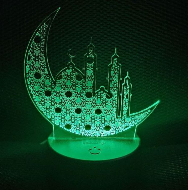 GearUP Acrylic Multicolor Night Lamp (Ramadan Mubarak) – White Base