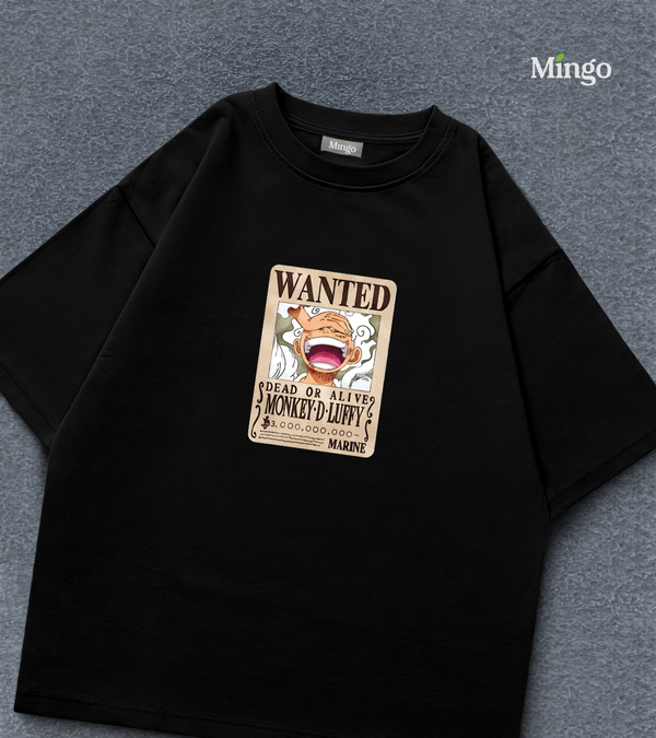 Wanted Dead or Alive (One Piece)- Black Dropshoulder