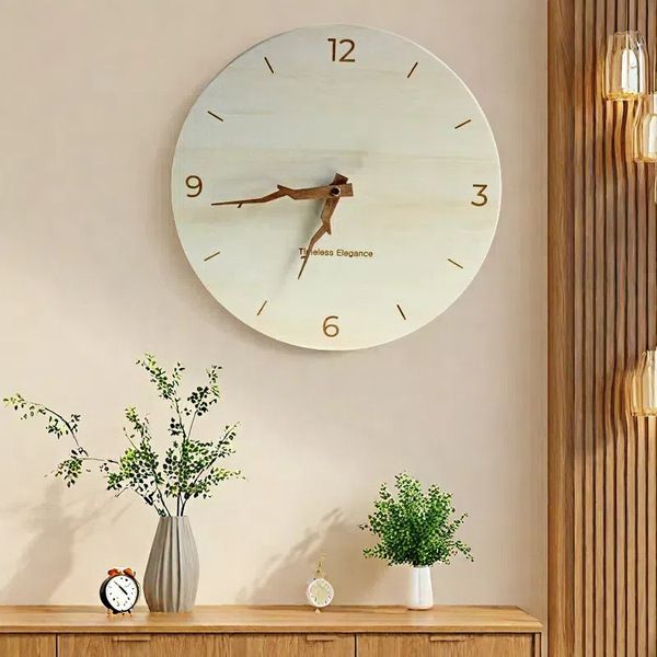 Luxury Wooden Hanging Wall Clock – Quiet Movement, Modern Minimalist Home Décor Clock