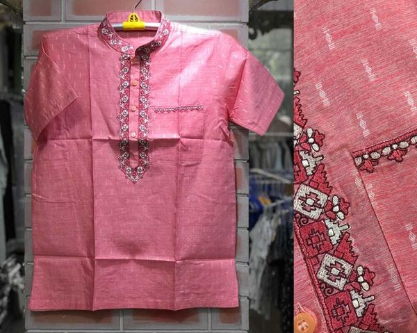 Elegant Printed Red Fotua - Premium Quality Traditional Wear