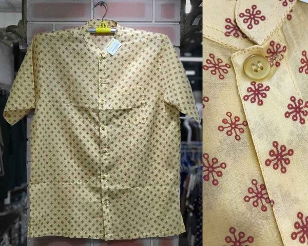 Elegant Printed Cream Fotua - Premium Quality Traditional Wear