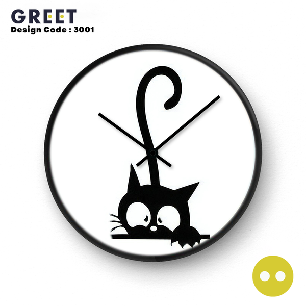 Black Tale Cat Theme Wall Clock