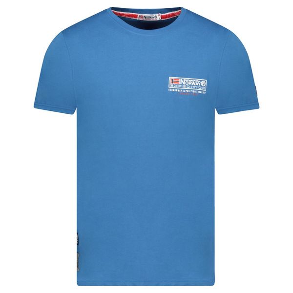 T-Shirt Men Short Sleeve with Blue Flag